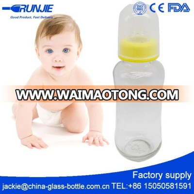 2016 Hot sale baby feeding bottle , Screw Mouth glass baby bottle